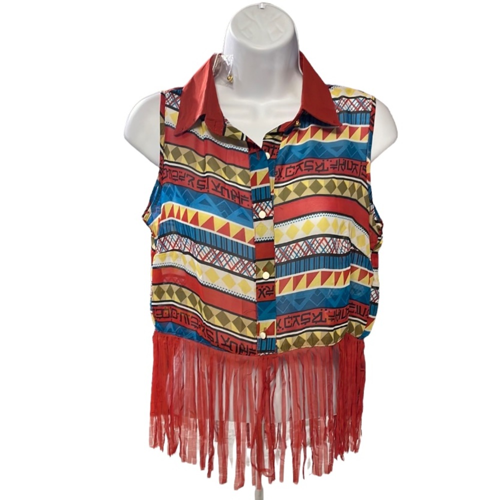 Gorgeous Fringe Sleeveless Blouse